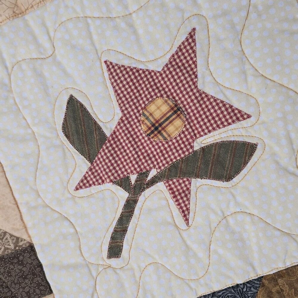 Vintage Reversible Sampler Quilt Handmade Patchwork Coverlet 82x82" Cutter READ - Picture 10 of 16